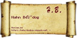 Hahn Bódog névjegykártya